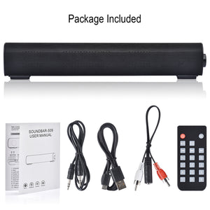 Soundbar Wired and Wireless Bluetooth Speaker, Home Theater TV Stereo Sound bar Built-in Subwoofers for TV/PC/Phones/Tablets with Remote Control