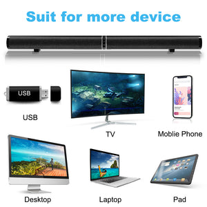 Sound Bar, TV Sound Bars Build-in Subwoofer, Wired & Wireless Home Audio Speaker, Bluetooth Speaker Stereo Surround Sound Bar for TV/Home Theater, HDMI/Optical/Aux/USB, Wall Mountable